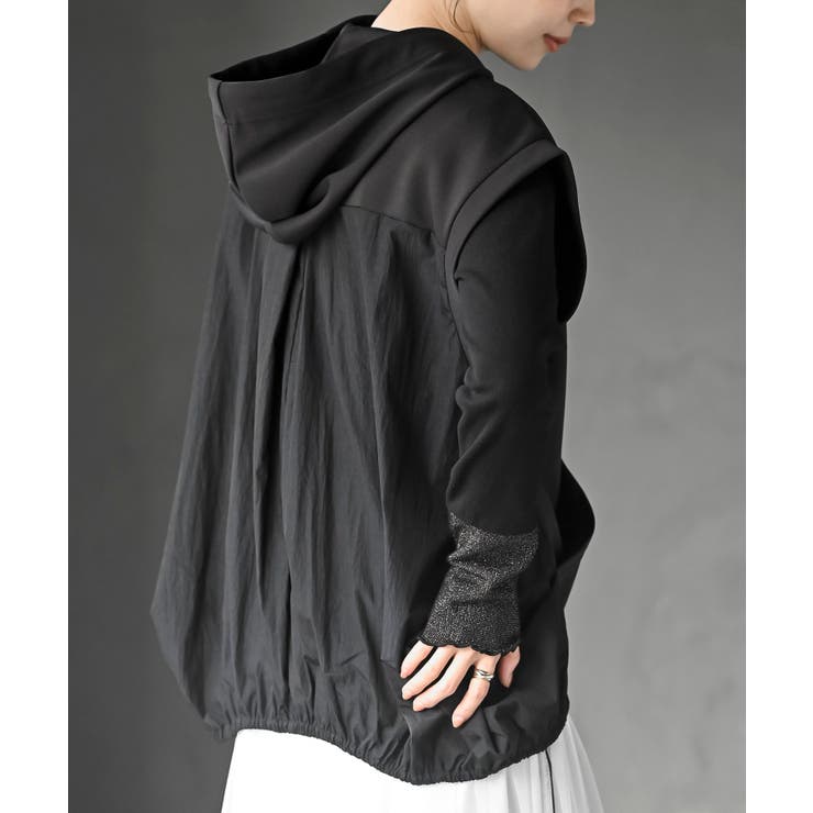 異素材切替タックギャザーフード付きベスト | rps | 詳細画像16 