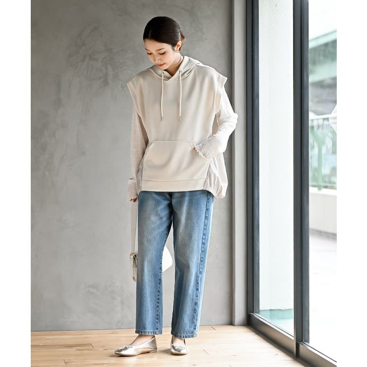 異素材切替タックギャザーフード付きベスト | rps | 詳細画像18 