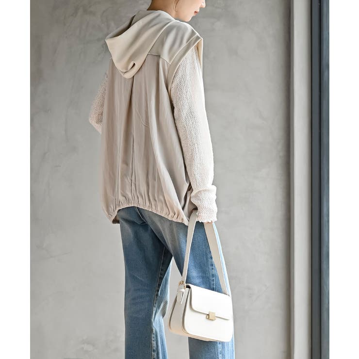 異素材切替タックギャザーフード付きベスト | rps | 詳細画像20 