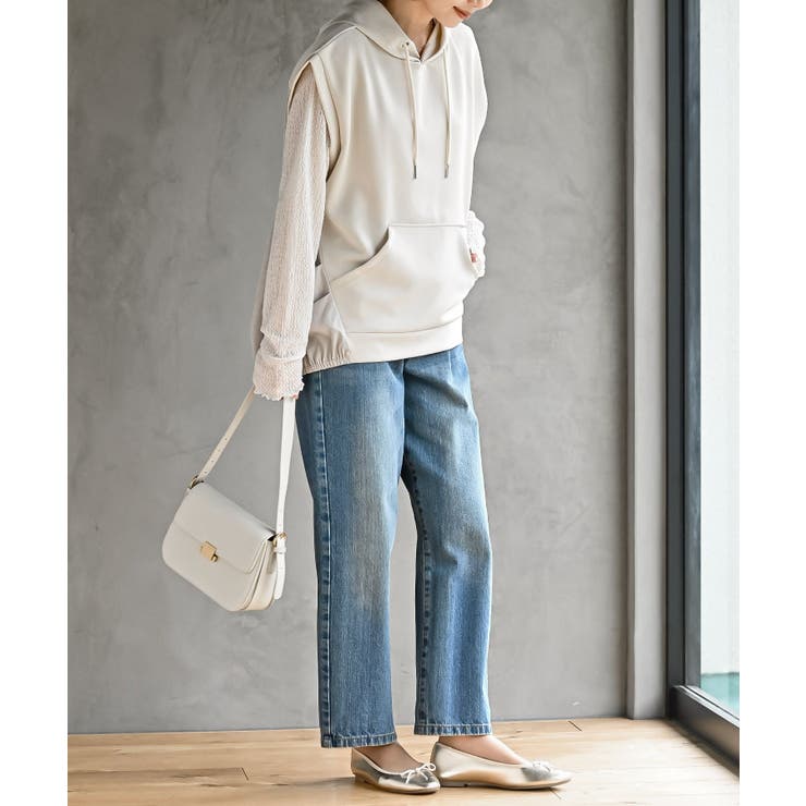 異素材切替タックギャザーフード付きベスト | rps | 詳細画像21 