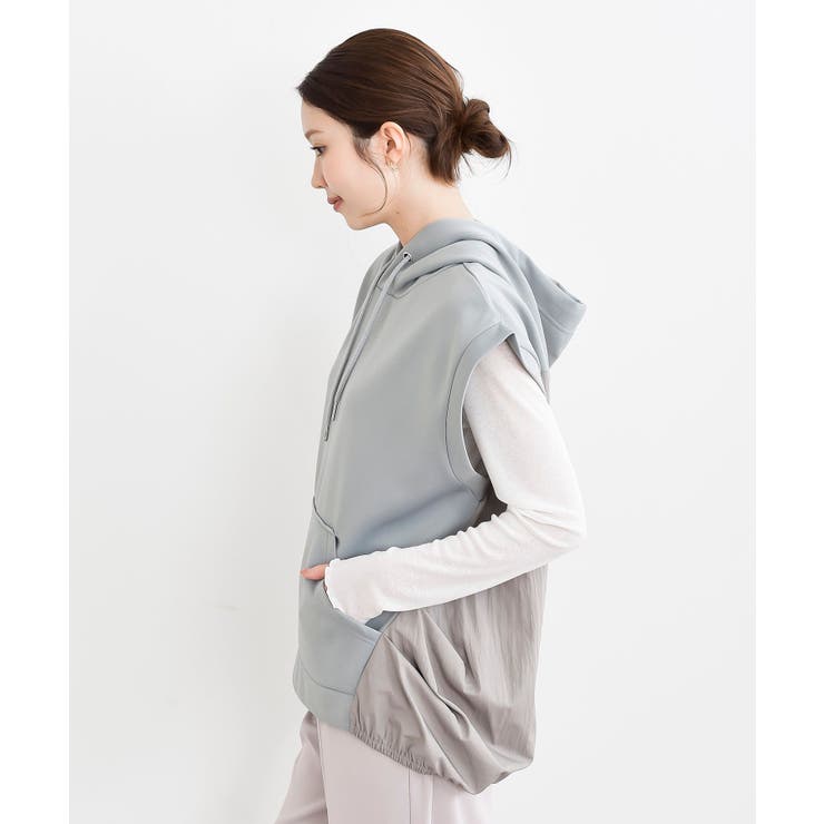 異素材切替タックギャザーフード付きベスト | rps | 詳細画像26 