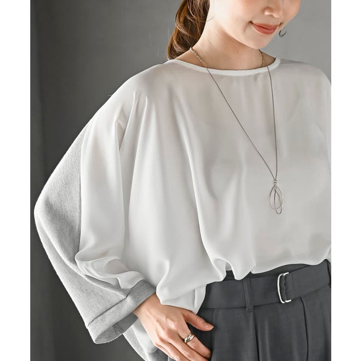 ネックレス付き異素材切替裾タックプルオーバー | rps | 詳細画像14 