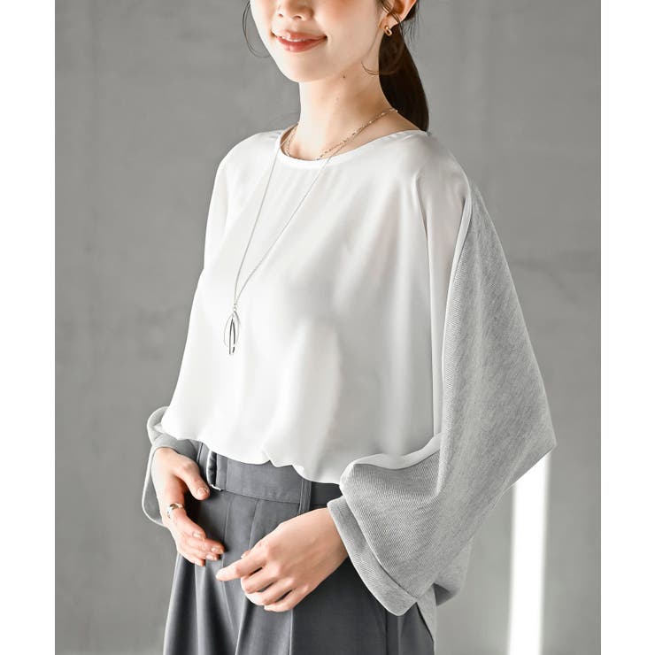 ネックレス付き異素材切替裾タックプルオーバー | rps | 詳細画像15 