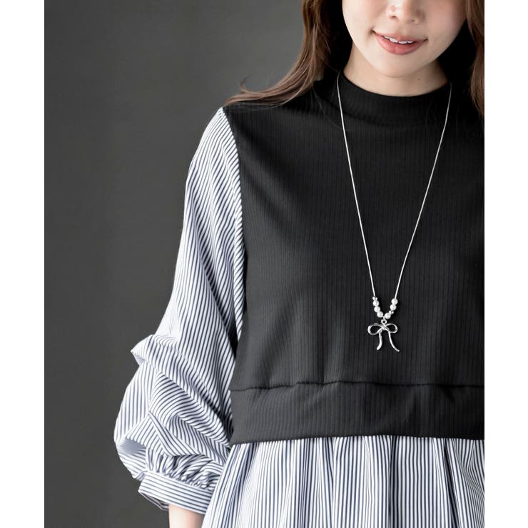 変形タックスリーブ衿付きドッキングブラウス | rps | 詳細画像14 