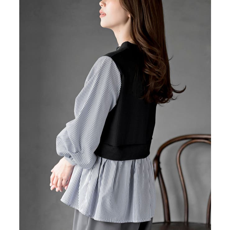 変形タックスリーブ衿付きドッキングブラウス | rps | 詳細画像15 