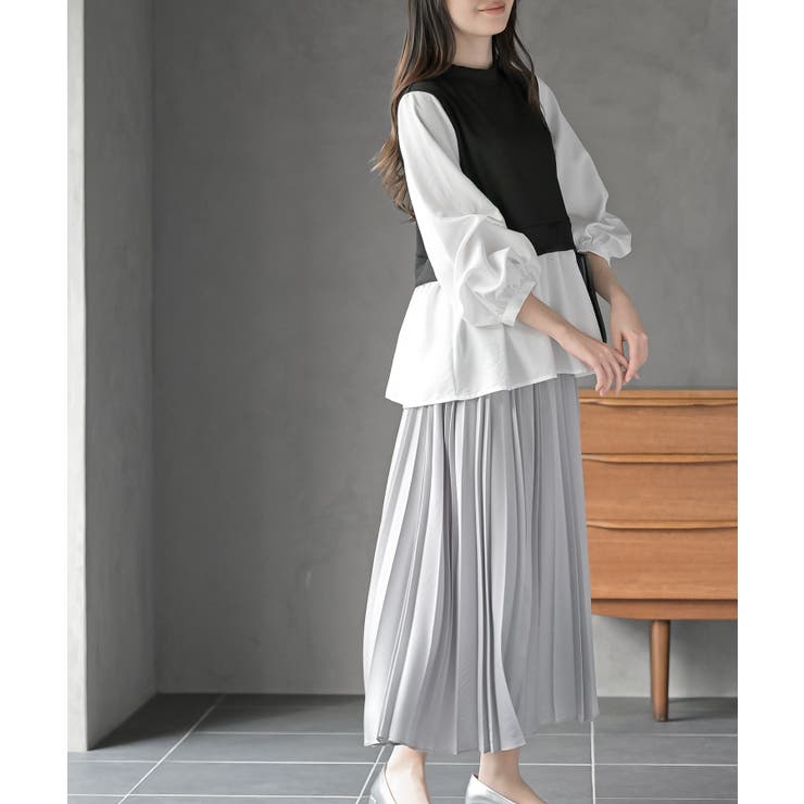 変形タックスリーブ衿付きドッキングブラウス | rps | 詳細画像2 