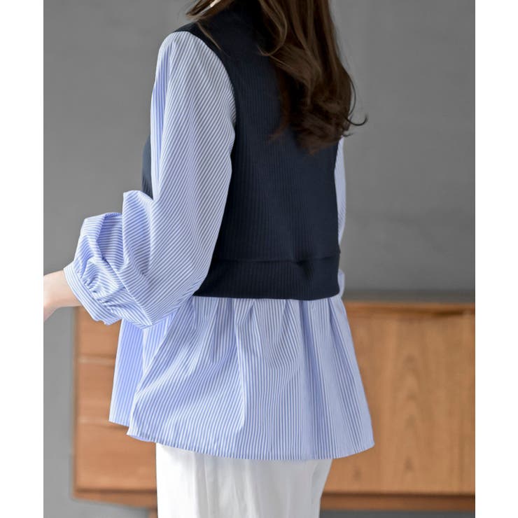 変形タックスリーブ衿付きドッキングブラウス | rps | 詳細画像23 