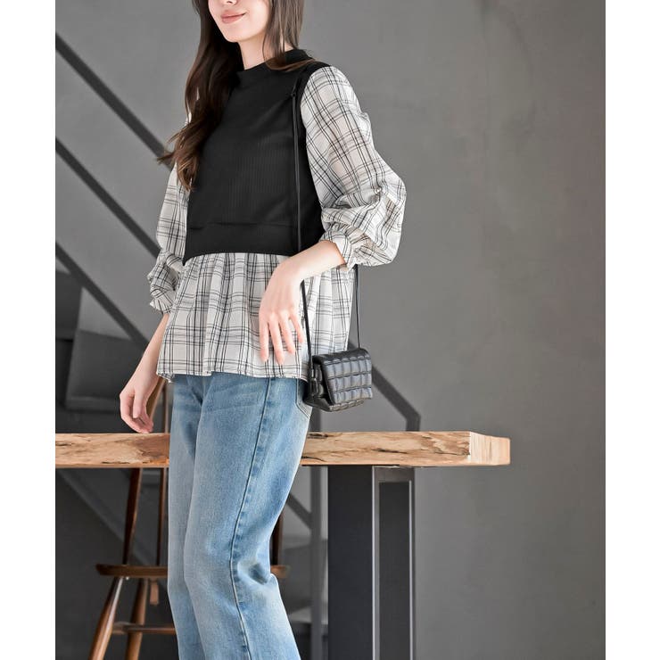 変形タックスリーブ衿付きドッキングブラウス | rps | 詳細画像26 