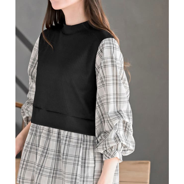 変形タックスリーブ衿付きドッキングブラウス | rps | 詳細画像30 