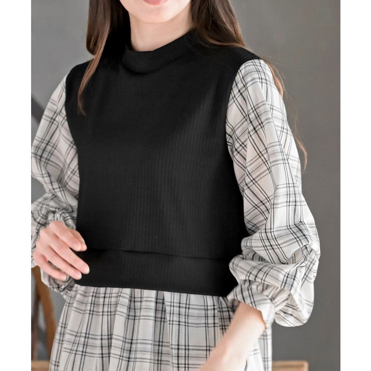 変形タックスリーブ衿付きドッキングブラウス | rps | 詳細画像33 