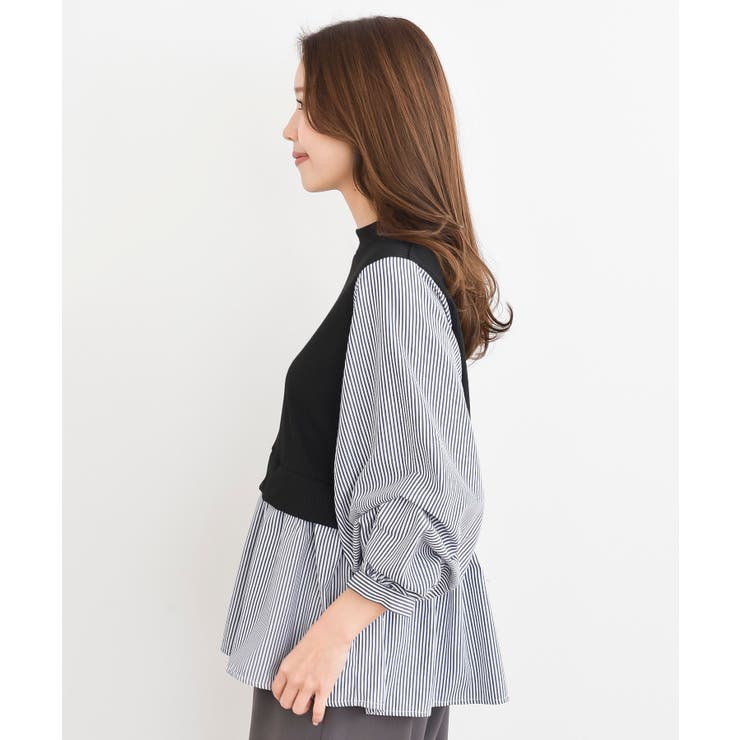 変形タックスリーブ衿付きドッキングブラウス | rps | 詳細画像34 