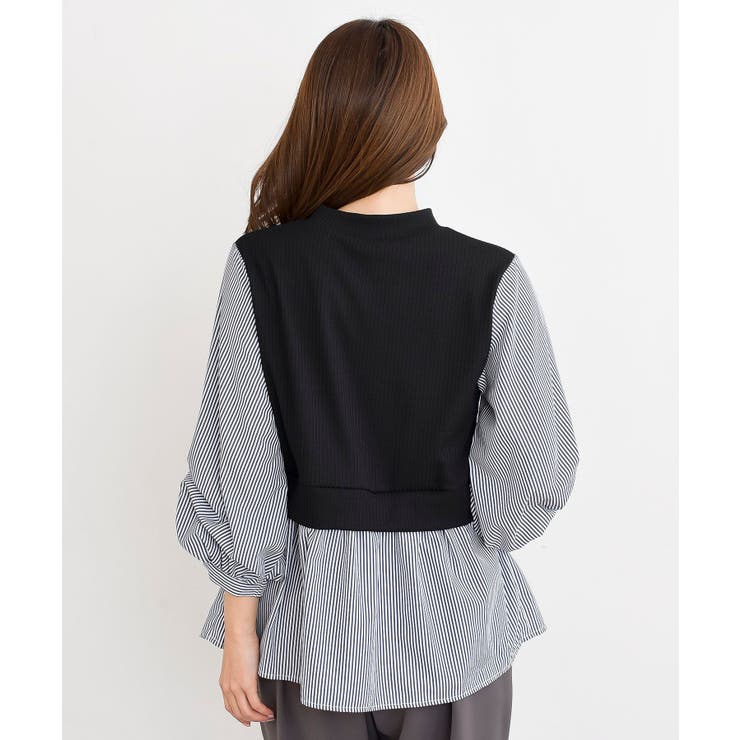 変形タックスリーブ衿付きドッキングブラウス | rps | 詳細画像35 