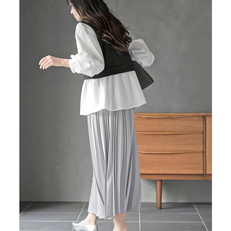 変形タックスリーブ衿付きドッキングブラウス | rps | 詳細画像4 