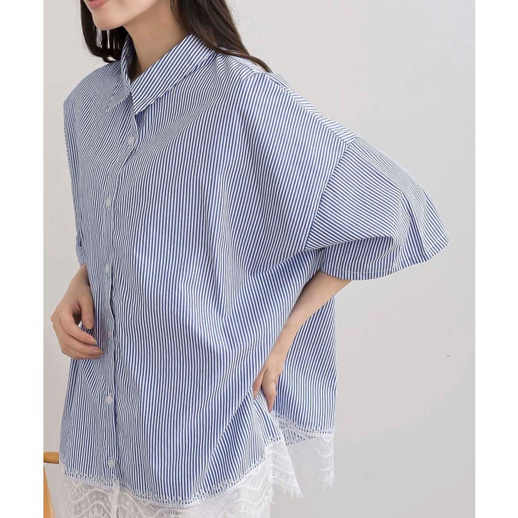 レース切替ストライプワイドシャツ | rps | 詳細画像6 