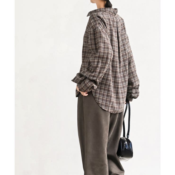 変形袖タックスキッパーチェックブラウス | rps | 詳細画像21 
