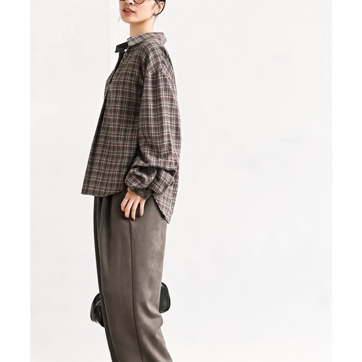 変形袖タックスキッパーチェックブラウス | rps | 詳細画像23 