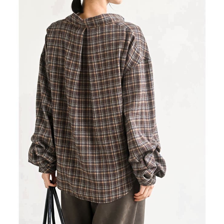 変形袖タックスキッパーチェックブラウス | rps | 詳細画像26 