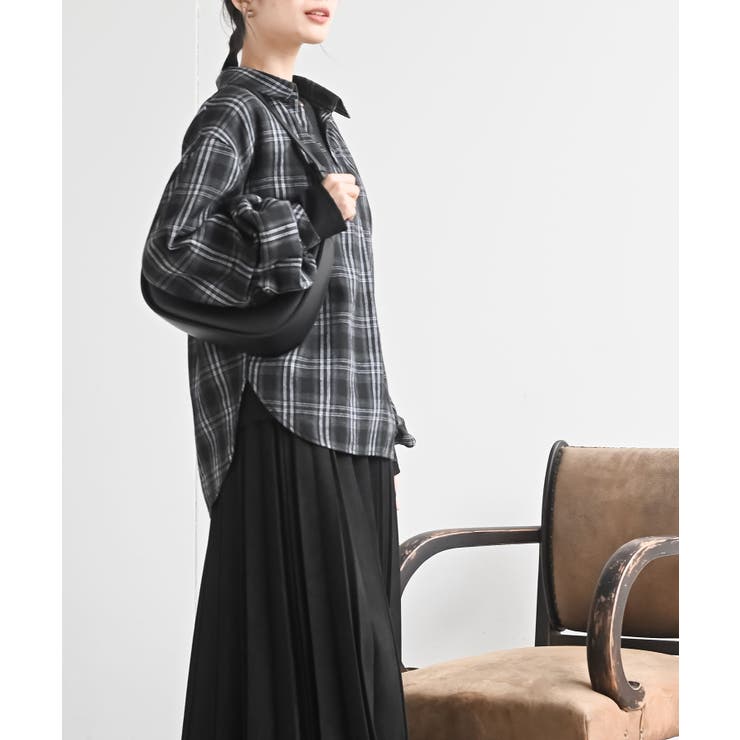 変形袖タックスキッパーチェックブラウス | rps | 詳細画像3 