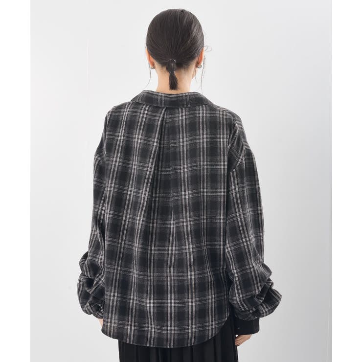 変形袖タックスキッパーチェックブラウス | rps | 詳細画像30 