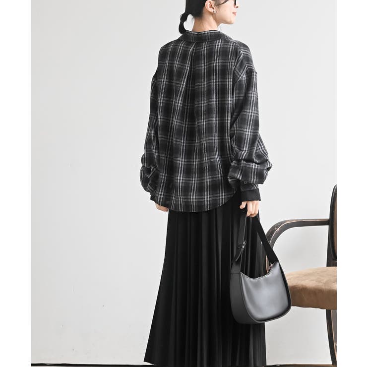 変形袖タックスキッパーチェックブラウス | rps | 詳細画像4 