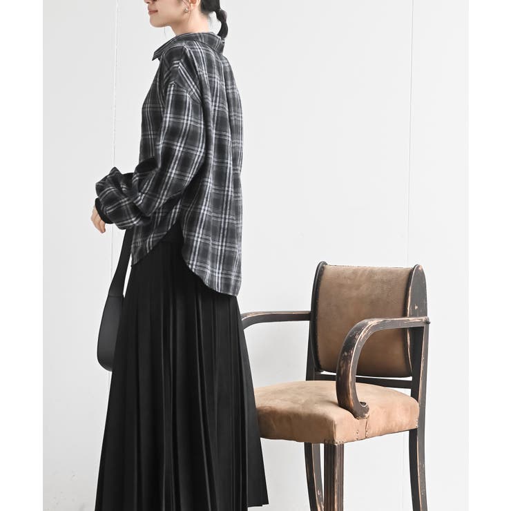 変形袖タックスキッパーチェックブラウス | rps | 詳細画像5 