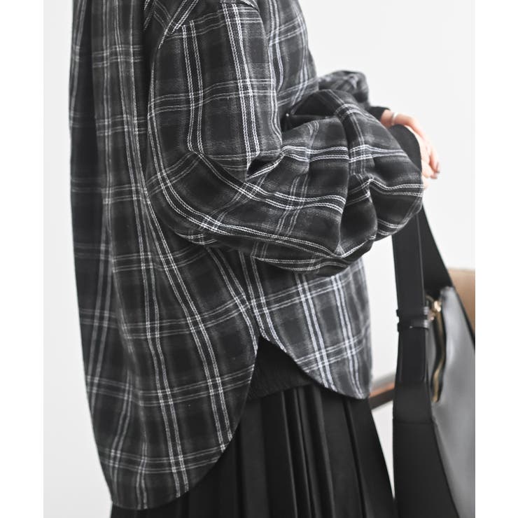 変形袖タックスキッパーチェックブラウス | rps | 詳細画像9 