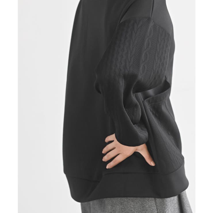 ふくれジャガード×無地切り替えプチハイネックプルオーバー | rps | 詳細画像17 