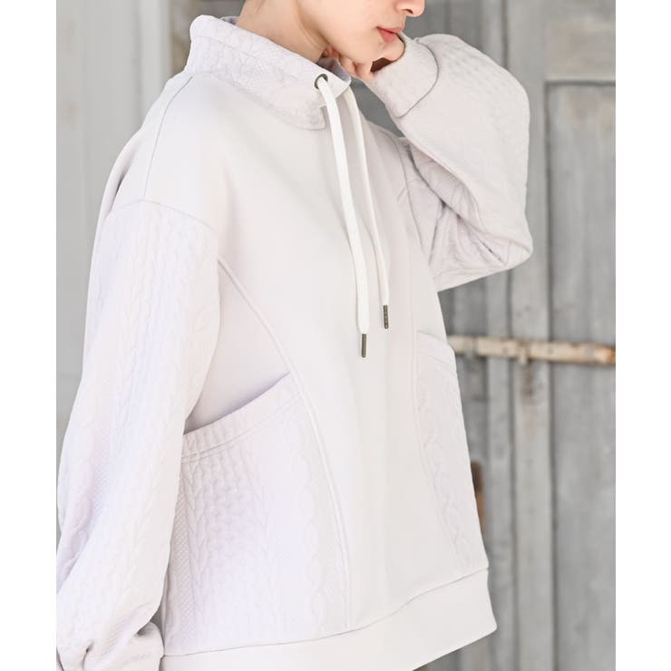 ふくれジャガード×無地切り替えプチハイネックプルオーバー | rps | 詳細画像23 