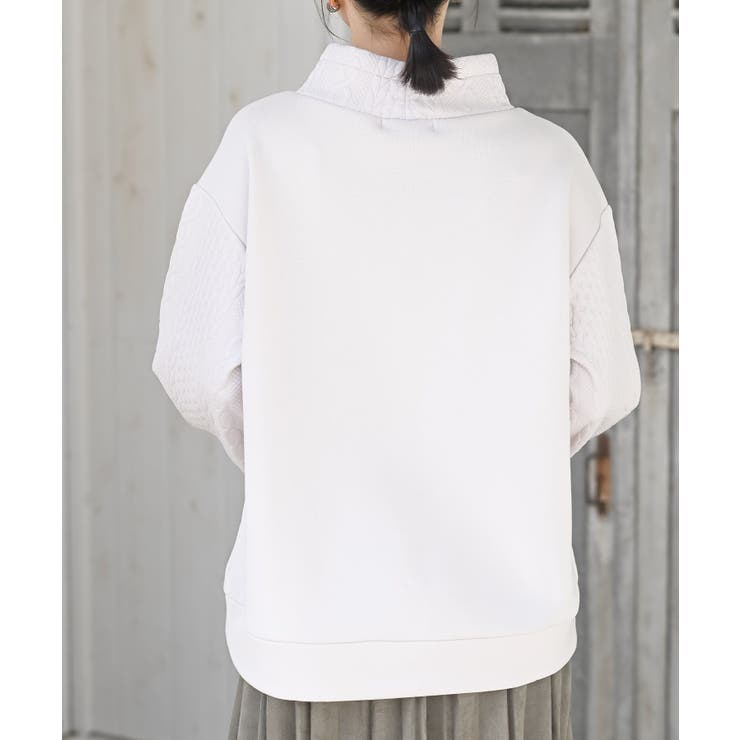 ふくれジャガード×無地切り替えプチハイネックプルオーバー | rps | 詳細画像24 