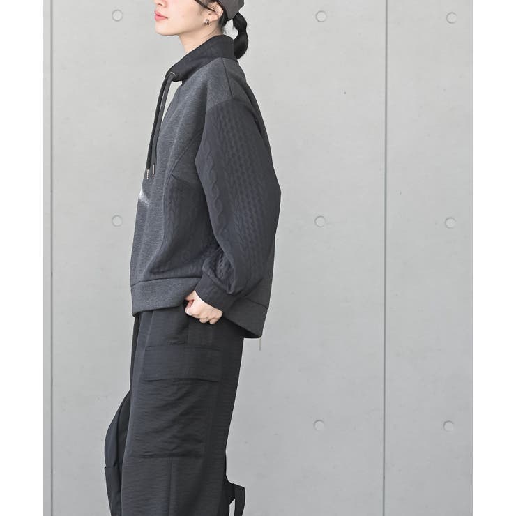 ふくれジャガード×無地切り替えプチハイネックプルオーバー | rps | 詳細画像3 