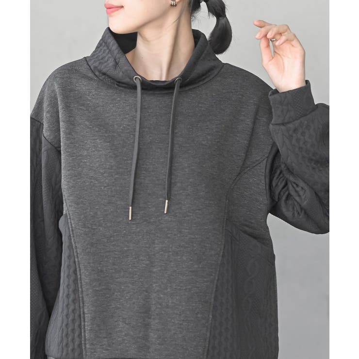 ふくれジャガード×無地切り替えプチハイネックプルオーバー | rps | 詳細画像6 