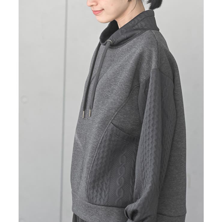 ふくれジャガード×無地切り替えプチハイネックプルオーバー | rps | 詳細画像7 