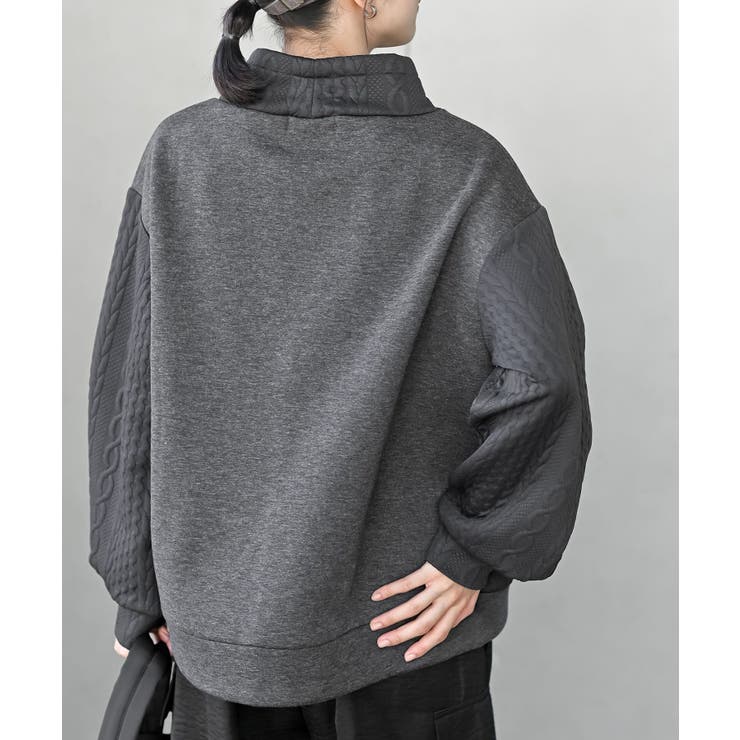 ふくれジャガード×無地切り替えプチハイネックプルオーバー | rps | 詳細画像8 