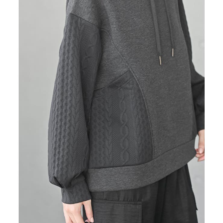 ふくれジャガード×無地切り替えプチハイネックプルオーバー | rps | 詳細画像9 