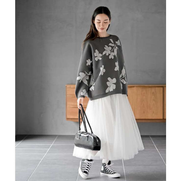 花柄ジャガードスポンジニットワイドプルオーバー | rps | 詳細画像10 