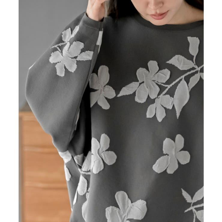 花柄ジャガードスポンジニットワイドプルオーバー | rps | 詳細画像14 