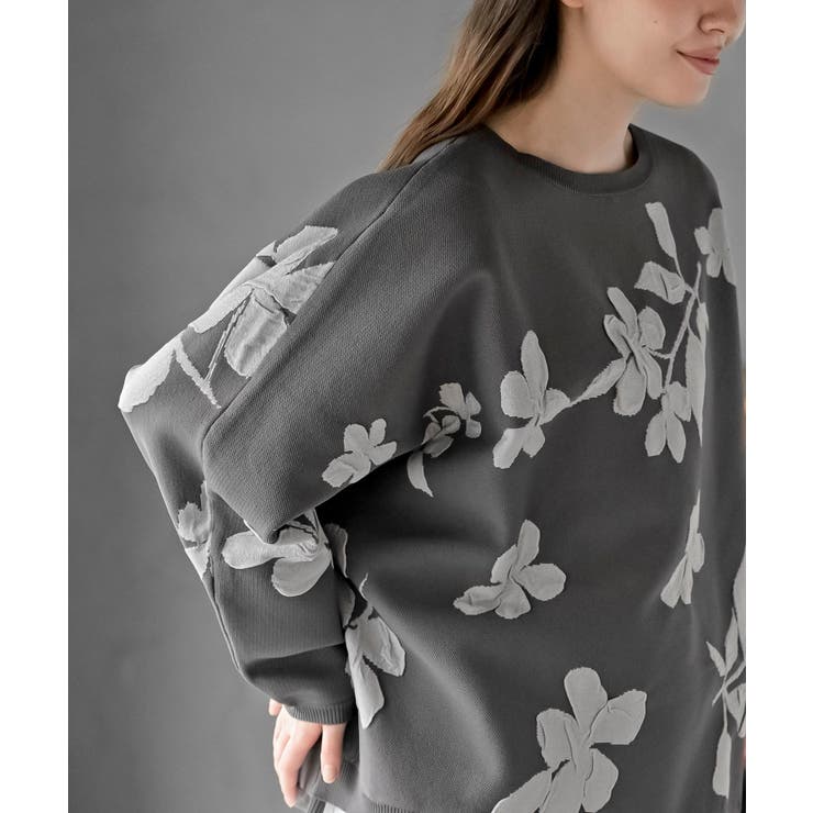 花柄ジャガードスポンジニットワイドプルオーバー | rps | 詳細画像17 