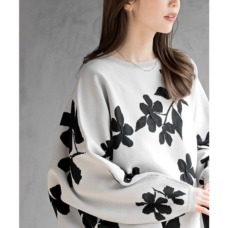 花柄ジャガードスポンジニットワイドプルオーバー | rps | 詳細画像6 