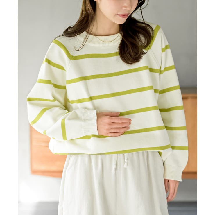 アイボリー2 | ラインボーダースポンジニットプルオーバー | rps