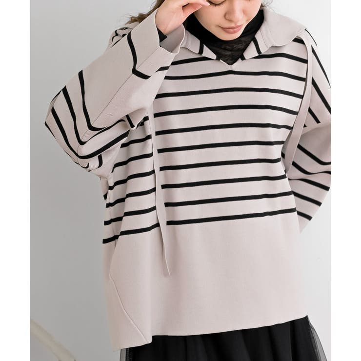 アイスグレー | セーラーカラーボーダーニットプルオーバー | rps