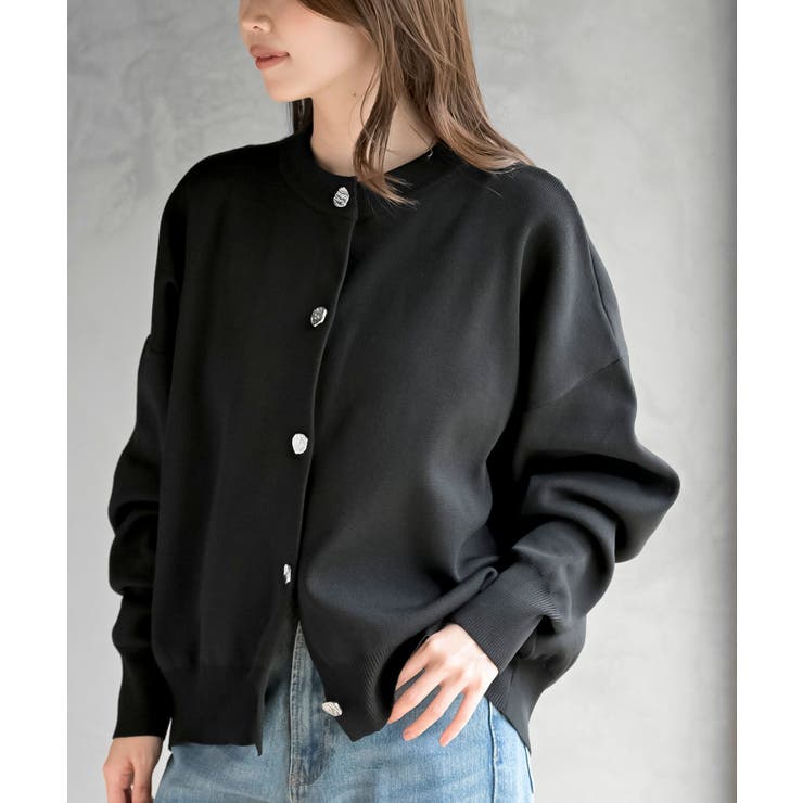 ゴールドボタンクルーネックスポンジニットカーディガン | rps | 詳細画像22 