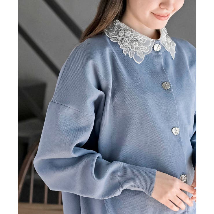 ゴールドボタンクルーネックスポンジニットカーディガン | rps | 詳細画像30 