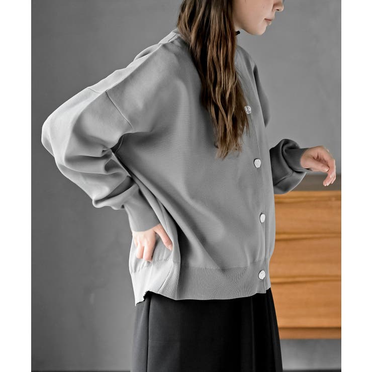 ゴールドボタンクルーネックスポンジニットカーディガン | rps | 詳細画像9 