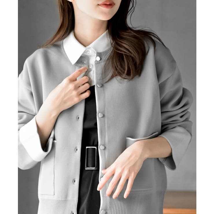 バイカラークルーネックスポンジニットカーディガン | rps | 詳細画像12 