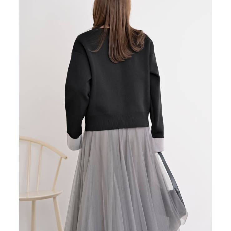 バイカラークルーネックスポンジニットカーディガン | rps | 詳細画像17 