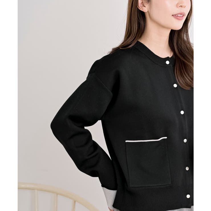 バイカラークルーネックスポンジニットカーディガン | rps | 詳細画像19 