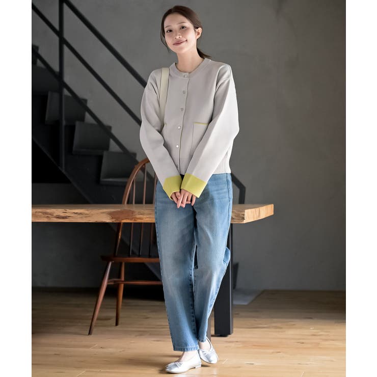 バイカラークルーネックスポンジニットカーディガン | rps | 詳細画像2 