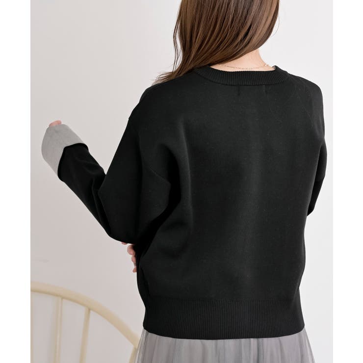 バイカラークルーネックスポンジニットカーディガン | rps | 詳細画像21 