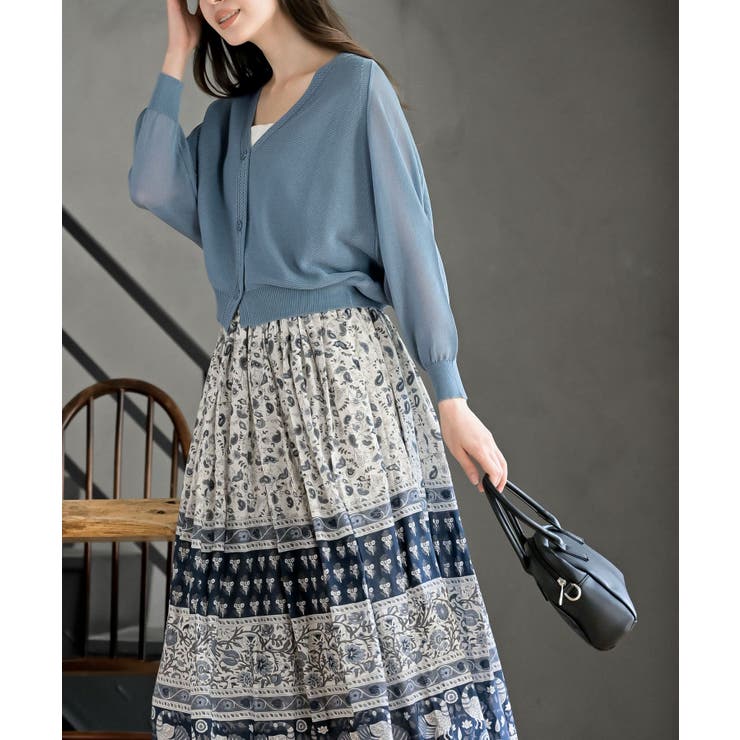 麻タッチＶネックニットカーディガン | rps | 詳細画像3 