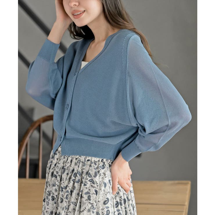 麻タッチＶネックニットカーディガン | rps | 詳細画像7 